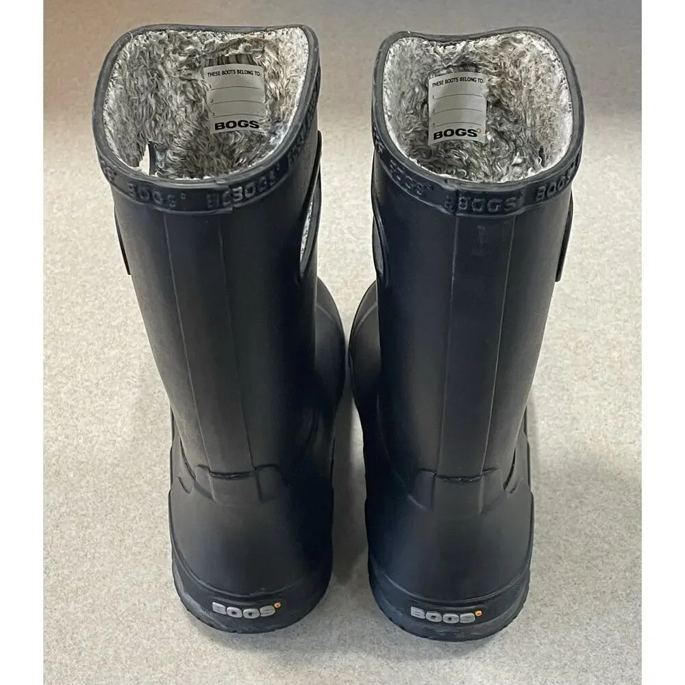 BOGS Kids/Children Rain Boots Plush Lined Black Waterproof Mid-Calf Youth Size 3